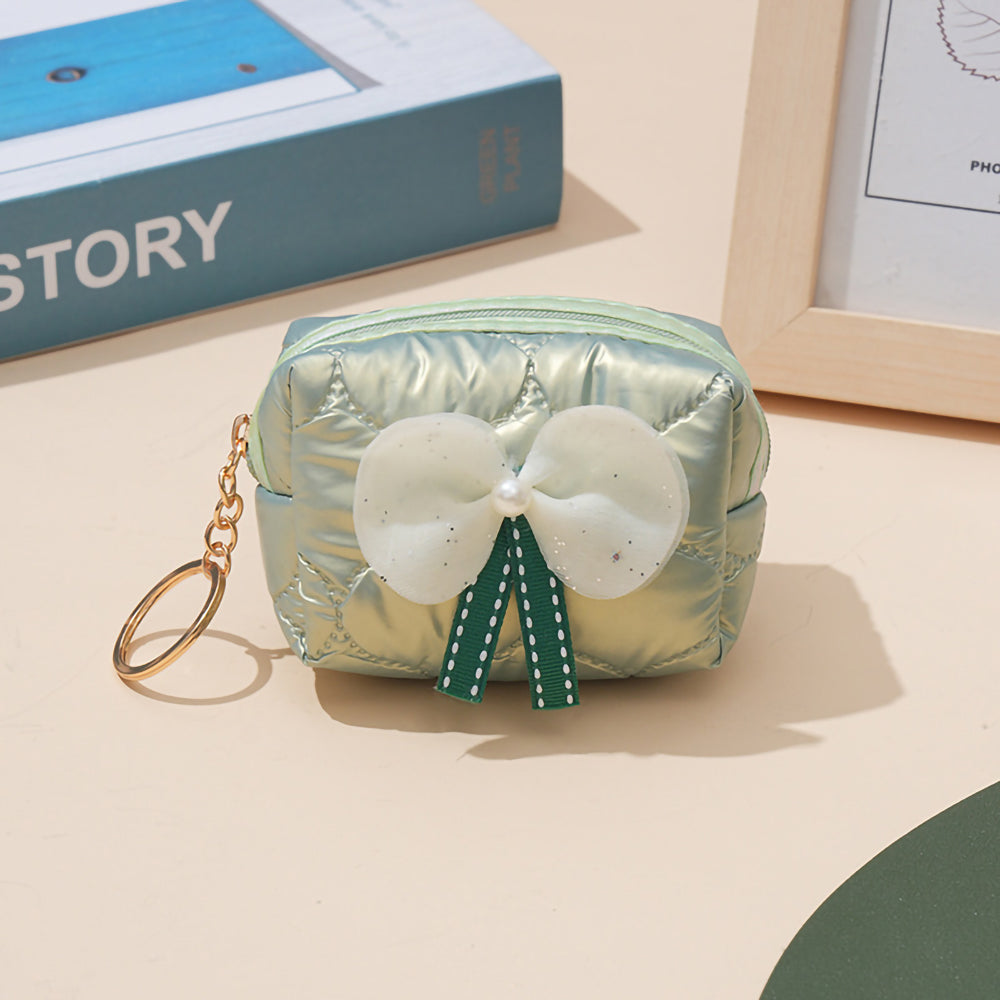 Bow Mini Purse with Key Ring (Green)
