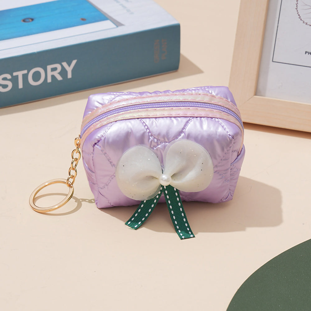 Bow Mini Purse with Key Ring (Purple)
