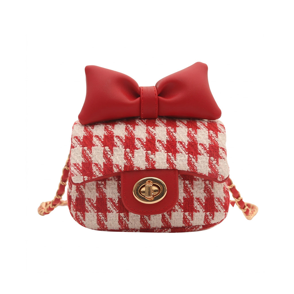 Sweet Bow Houndstooth Mini Bag (Red)