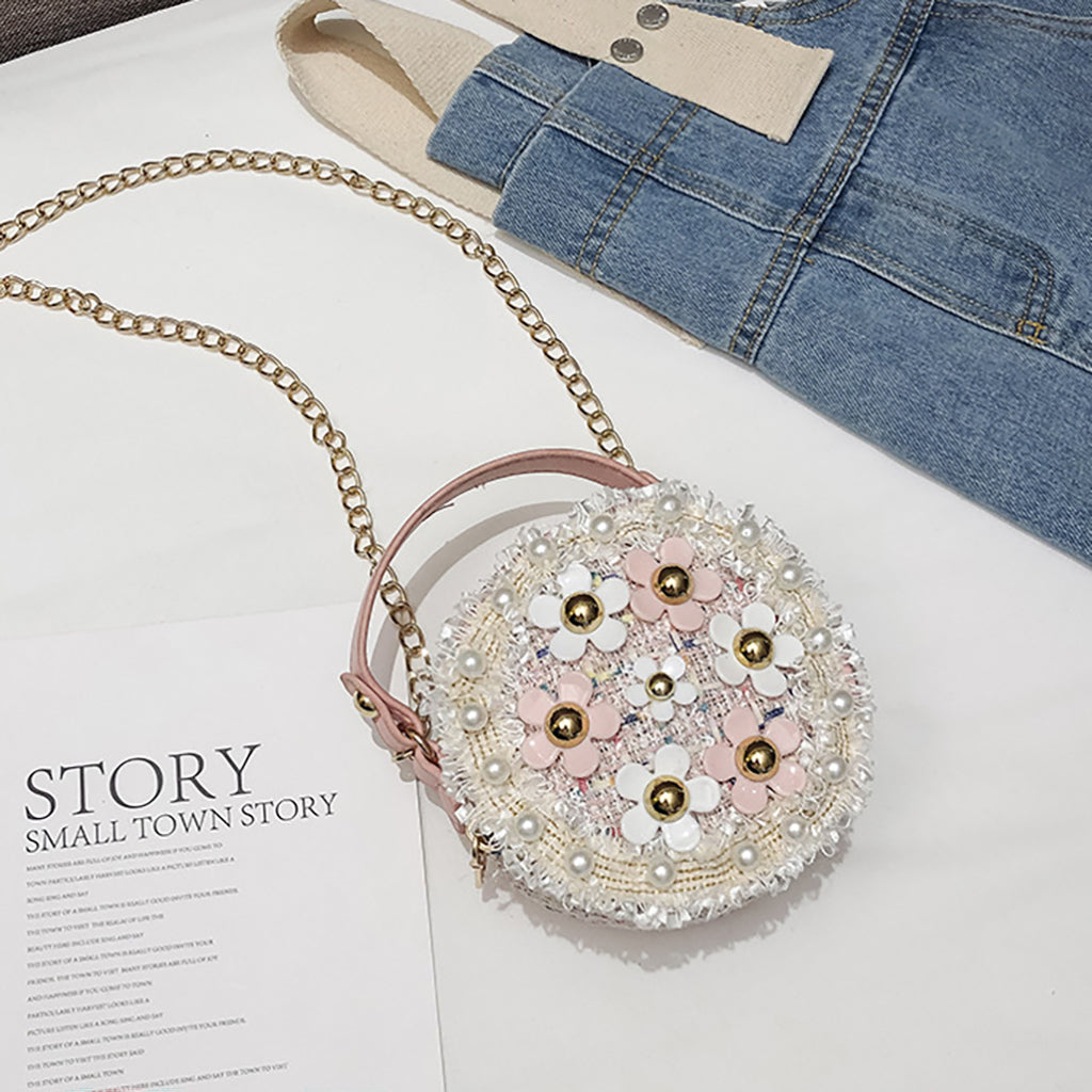 Floral Tweed Mini Handle Bag (Pink)