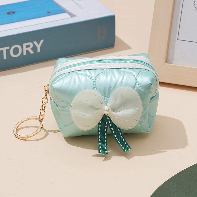 Bow Mini Purse with Key Ring (Aquamarine)