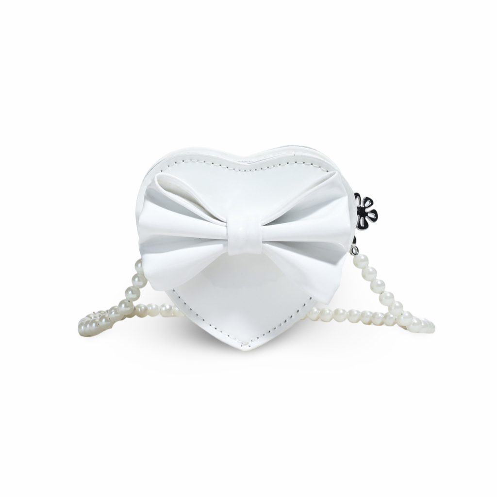 Sweet Bow Heart Mini Bag (White)