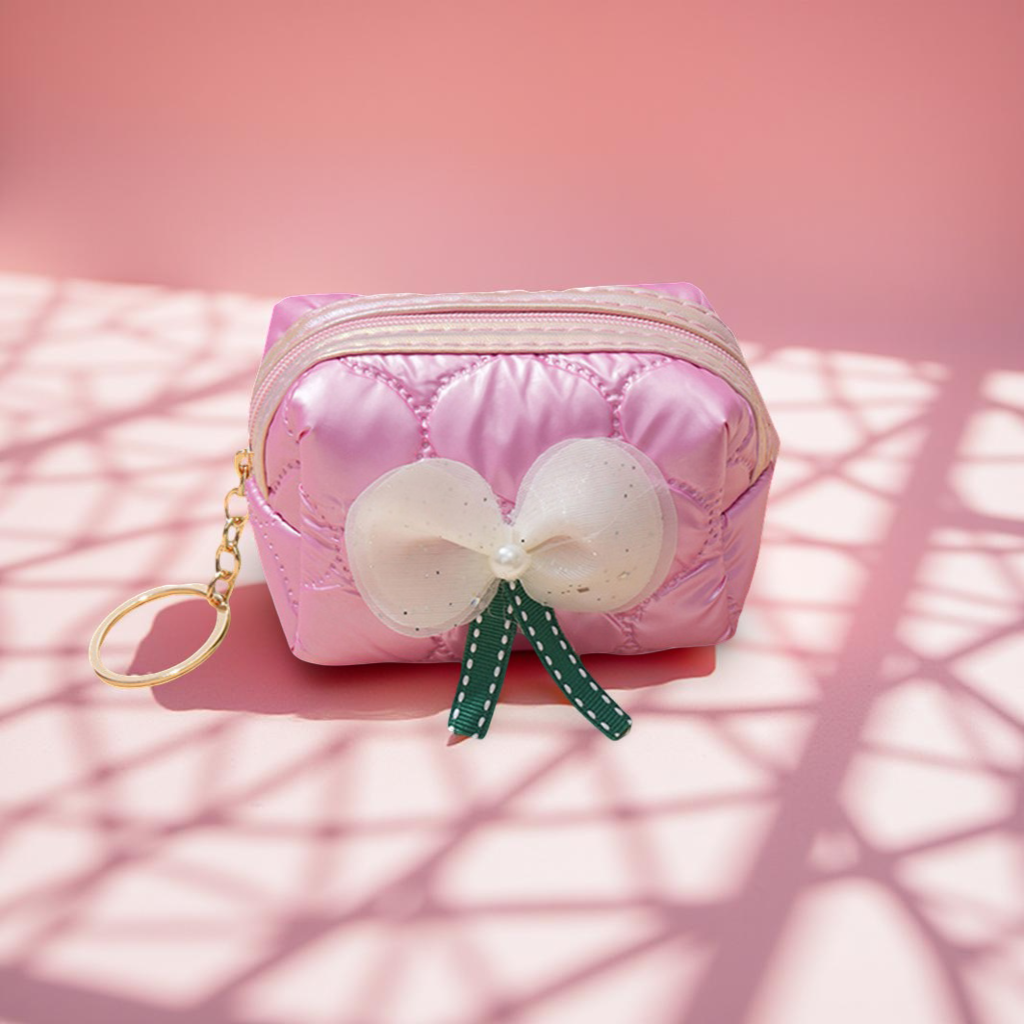 Bow Mini Purse with Key Ring (Hot Pink)
