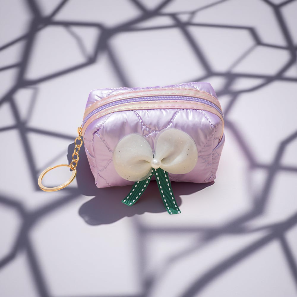 Bow Mini Purse with Key Ring (Purple)