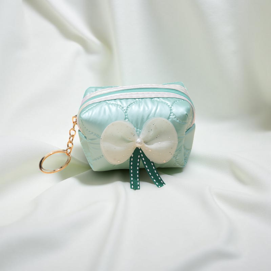 Bow Mini Purse with Key Ring (Aquamarine)