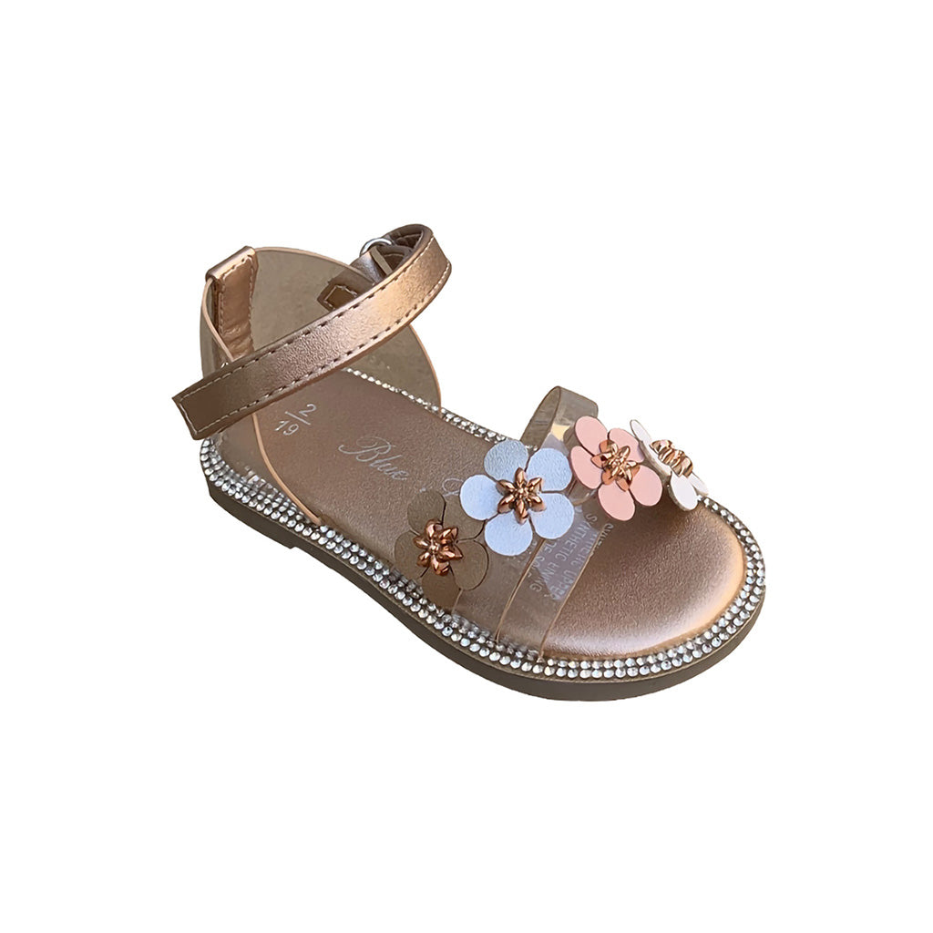 Girls Floral Sandals in Gold