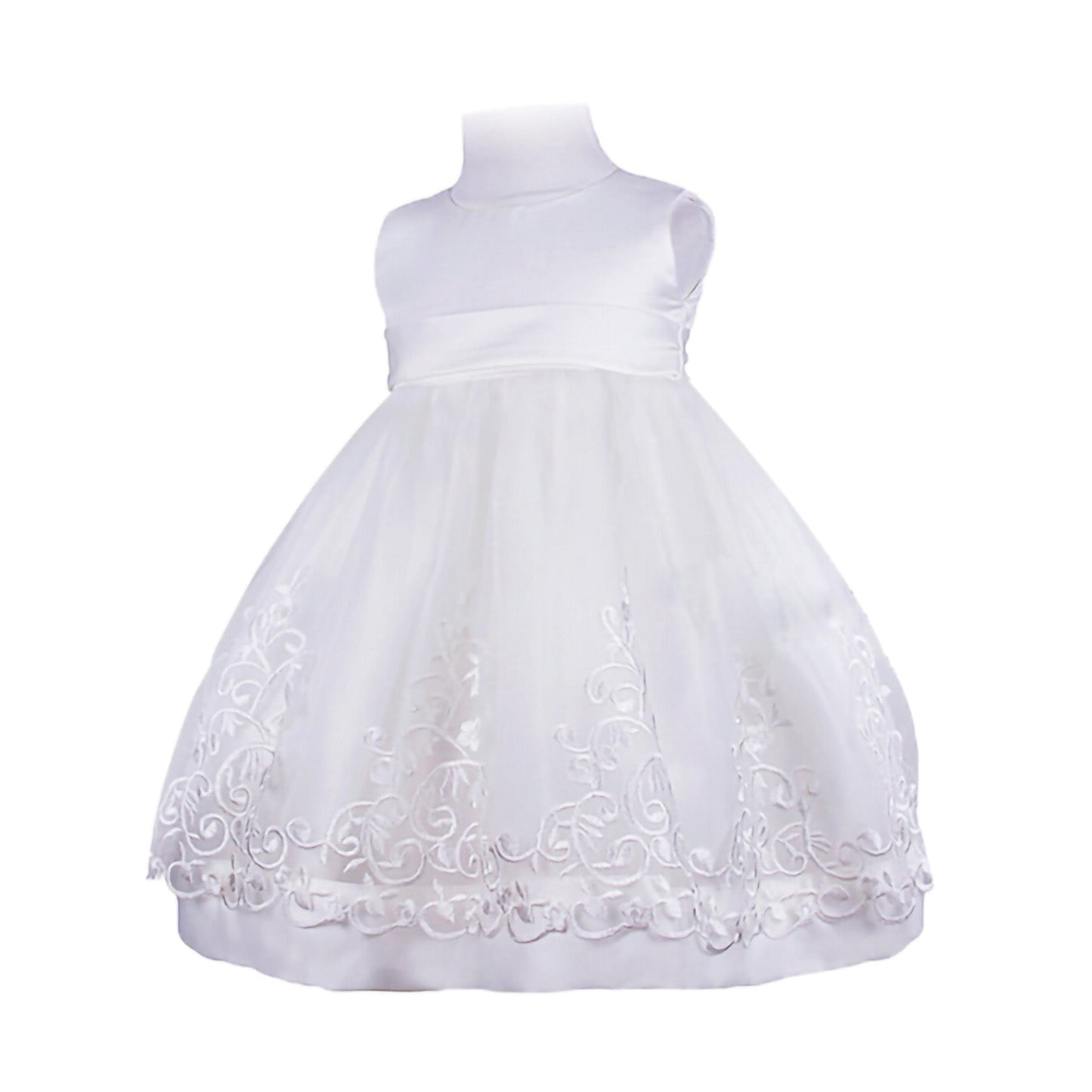 Girls Satin Dress in White