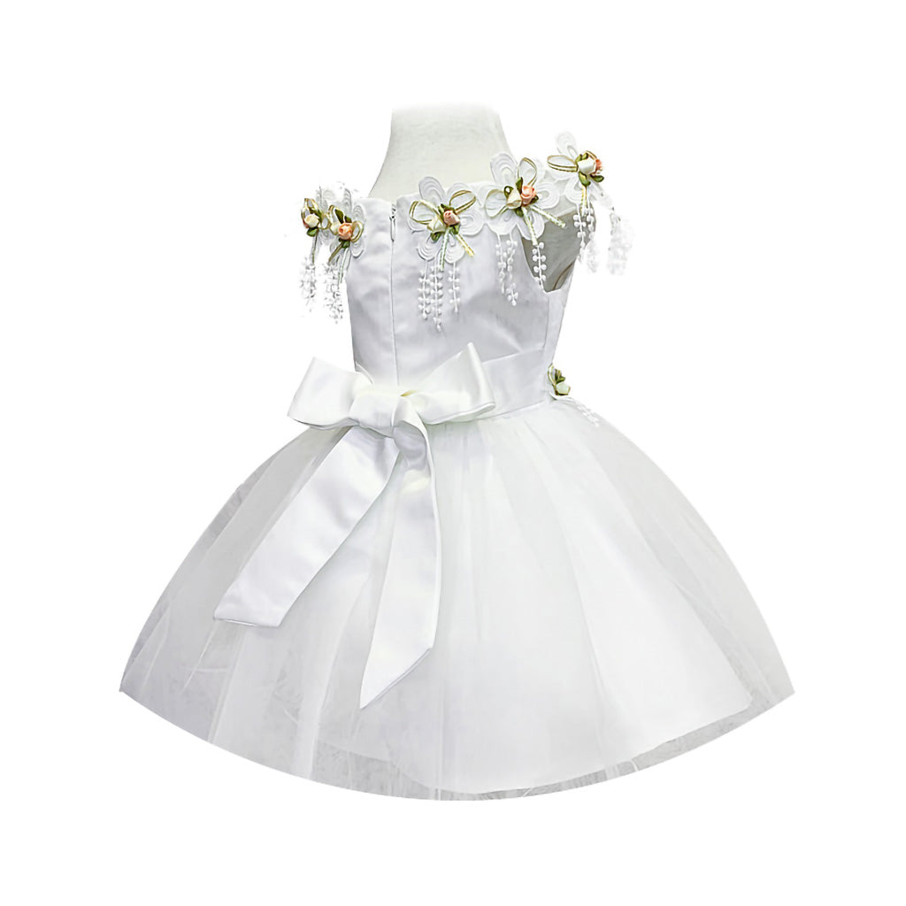 Colorful Flower Dress in White