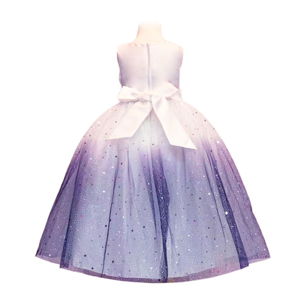 Elsa Glitter Star Long Dress in Purple