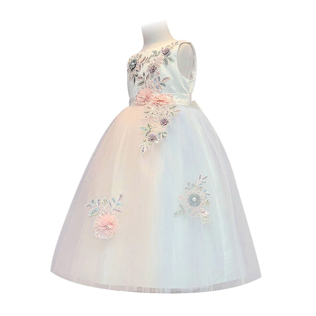 Embroidered Pastel Long Dress