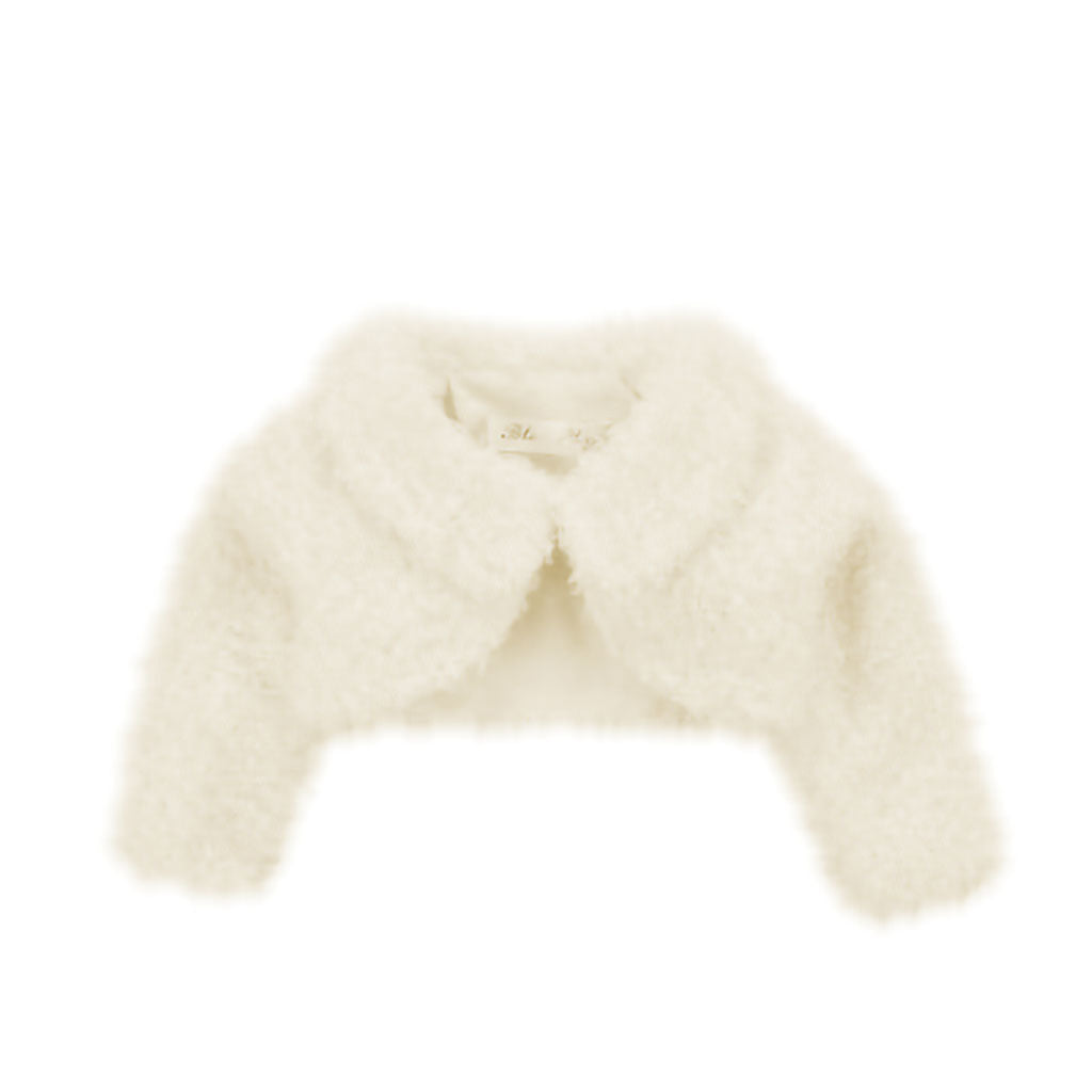 Soft Faux Fluffy Bolero Jacket in Cream