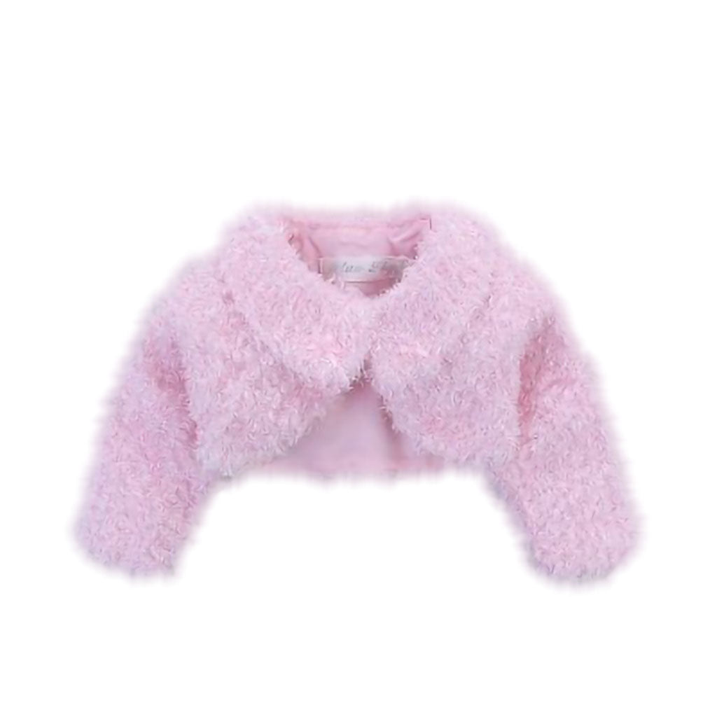Soft Faux Fluffy Bolero Jacket with Collar in Pink