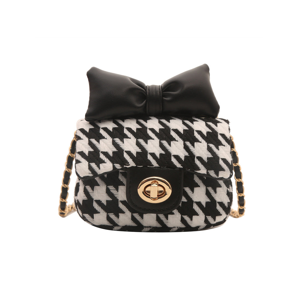 Sweet Bow Houndstooth Mini Bag (Black)