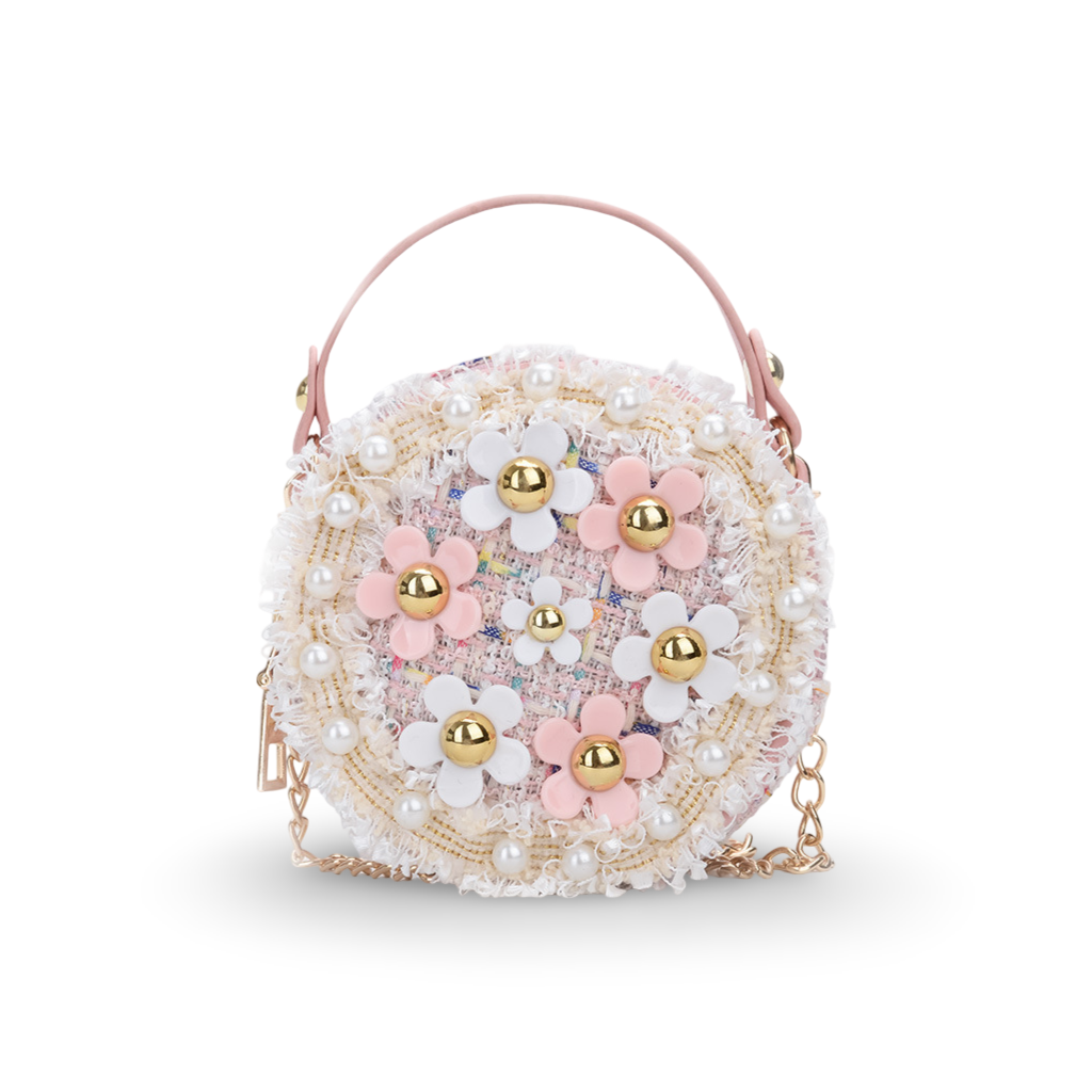 Floral Tweed Mini Handle Bag (Pink)