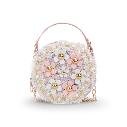Floral Tweed Mini Handle Bag (Pink)