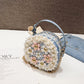 Floral Tweed Mini Handle Bag (Blue)
