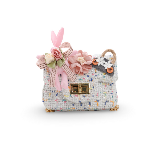 Ribbon Tweed Mini Bag (White)