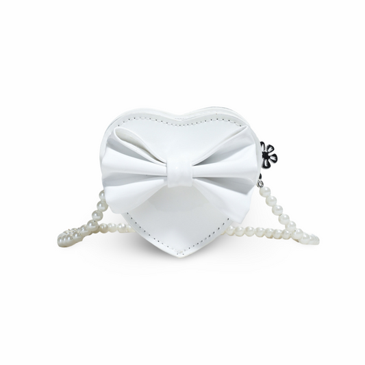 Sweet Bow Heart Mini Bag (White)