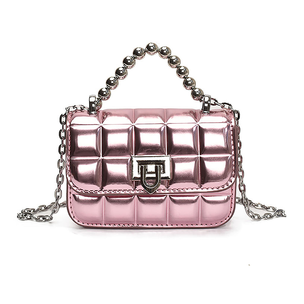 Metallic Charm Mini Handle Bag (Pink)