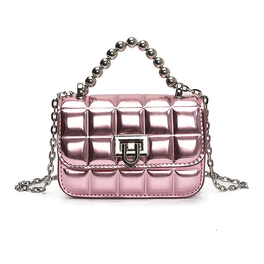 Metallic Charm Mini Handle Bag (Pink)