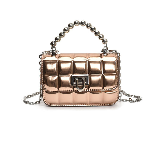 Metallic Charm Mini Handle Bag (Gold)