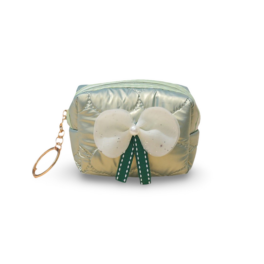 Bow Mini Purse with Key Ring (Green)