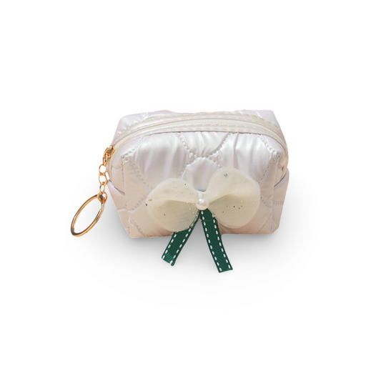 Bow Mini Purse with Key Ring (Pearl White)