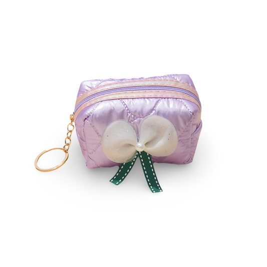 Bow Mini Purse with Key Ring (Purple)