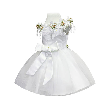 Colorful Flower Dress in White