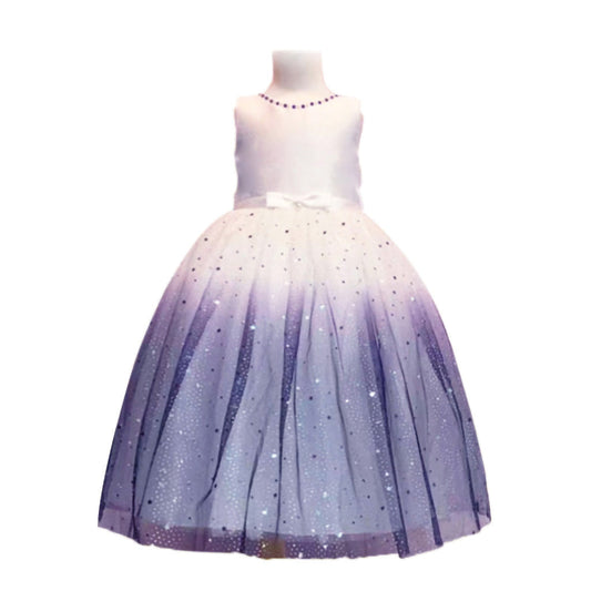 Elsa Glitter Star Long Dress in Purple